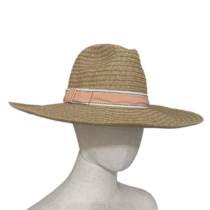 By Anthropologie Trimmed Rancher Hat Orange Trim Tan‎ Resort Beach One Size